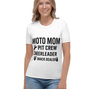 Moto Mom T-Shirt | Pit Crew, Cheerleader, Snack Dealer | Dirt Bike Mom Shirt | Bold Typography | Motocross Racing Gift |