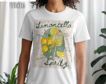 Camiseta Limoncello Spritz, Regalo para amantes de los cócteles de limón, Camisa de verano a rayas, Camiseta de camarero, Uniforme de coctelería