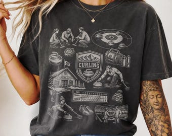 Curling Sweater, Gift for Curler, Vintage Curling Team Shirt, Retro Style Crewneck, Comfort Colors Tee, Coach Gift