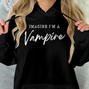 Vampire Pretend Halloween Costume Hoodie or T-Shirt, Funny Halloween Shirt for Women and Men, Couples Shirts, Easy Halloween Party costume