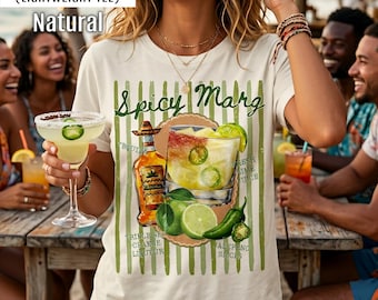Spicy Marg Margarita shirt, Cocktail Lover Gift, Striped Summer Top, Bartender Uniform, Mixologist Baby Tee