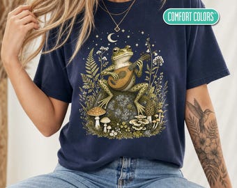 Lute T-Shirt or Sweatshirt, Whimsical Lutist Shirt, Goblincore Frog Musician Gift