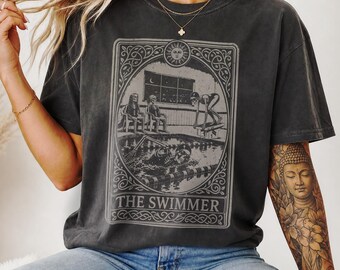 Swimming Shirt, Gift for Female Swimmer, Gothic Skeleton Halloween Tee, Women's Swim Sweater