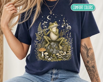 Flute Shirt or Sweater, Whimsical Flutist T-Shirt, Vintage Boho Frog Musician Gift