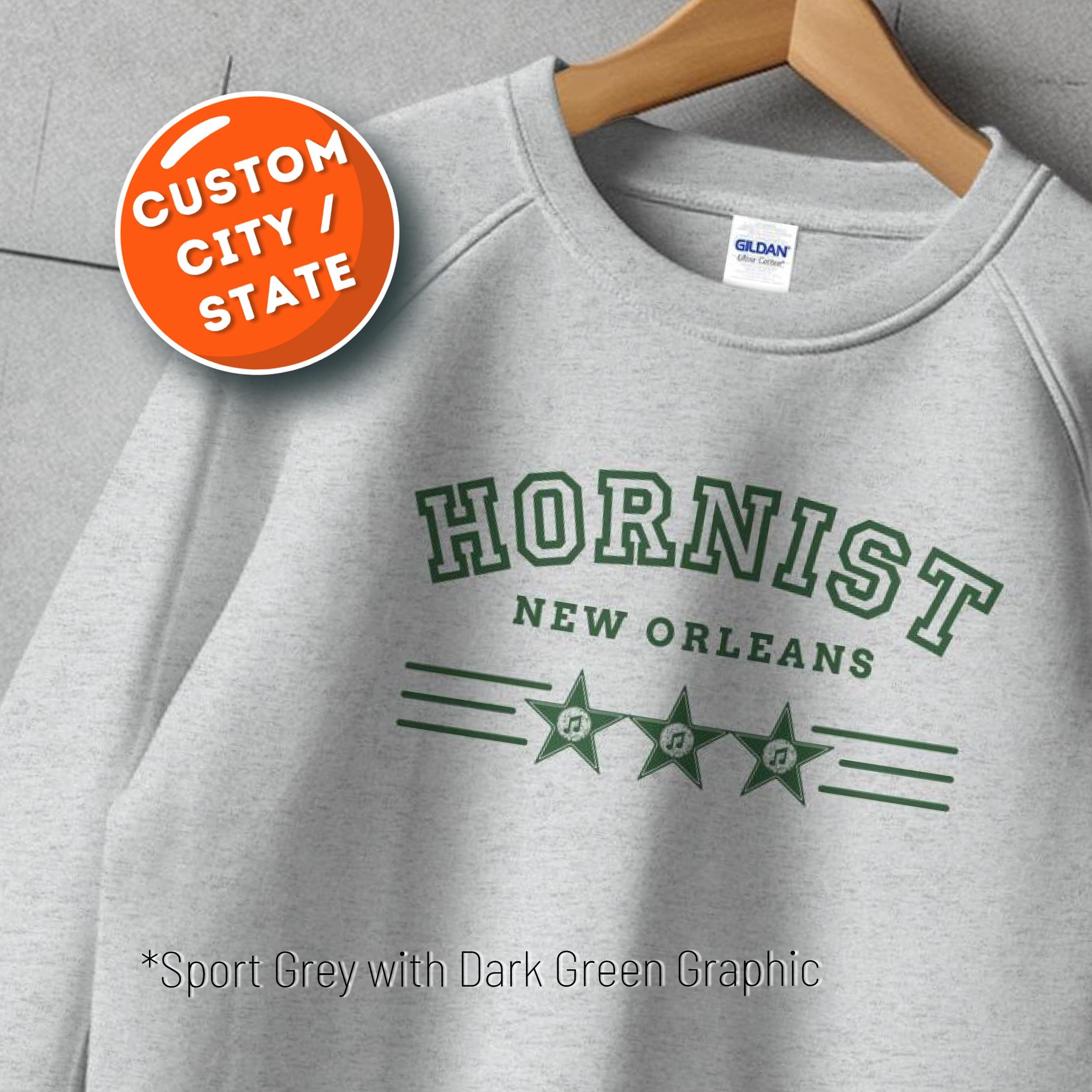 Personalized French Horn Player Gift, Custom Musician Sweatshirt for Hornist, Trendy Collegiate Style Pullover, School Band Orchestra member