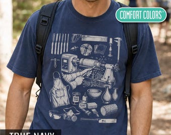 Woodturning Shirt, Gift for Woodturner, Carpenter Sweatshirt, Vintage Woodwork Crewneck, Comfort Colors Tee