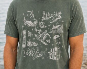 Snowboarding Shirt, Snowboarder Graphic Tee, Gift for Boarder, Warm Apres Ski Sweater, Comfort Colors
