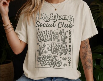 Camiseta de Mahjong, suéter de juego de fichas Comfort Colors, regalo para amantes del Mahjong, camiseta para noches de juegos.
