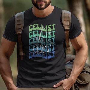 Retro Cellist T-Shirt, Cello Musician Tee, Unisex Music Gift afbeelding 4