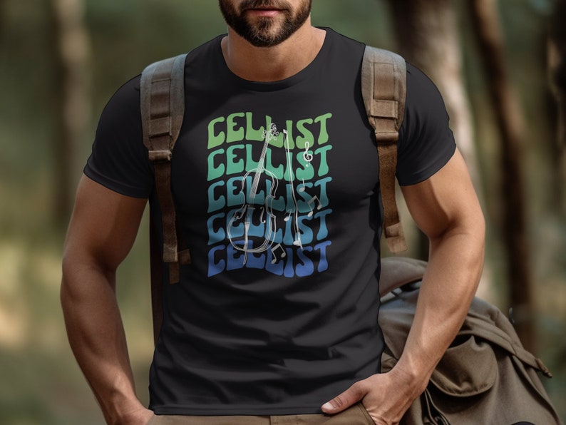 Retro Cellist T-Shirt, Cello Musician Tee, Unisex Music Gift afbeelding 4