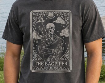 Bagpipes Shirt, Gift for Male Bagpiper, Gothic Skeleton Halloween Tee, Men's Bagpipe Sweater