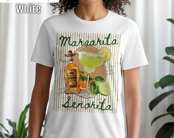 Camiseta Margarita, regalo para amantes de los cócteles, camiseta de verano a rayas para bebé, uniforme de camarero, camiseta de coctelería