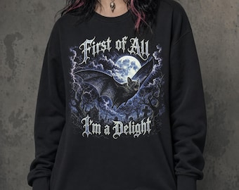 Camiseta de terror gótico sarcástico con estampado de murciélago, camiseta de Halloween de marca pirata Comfort Colors