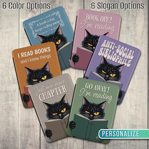 Funny Cat Lover Kindle Case or Hardcover Journal, Grumpy Black Cat Colorsoft Cover