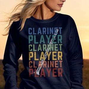 Clarinet Player Sweatshirt T-Shirt Gift, School Band, Trendy Clarinetist, Retro Colorful Sweater, Birthday Gift Shirt, Clarinet Lover Tee