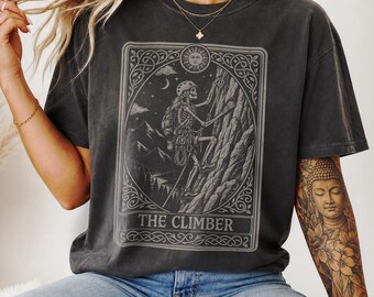 Women's Climbing Shirt, Gift for Rock Climber, Mountaineering Tarot Card Sweater for Halloween