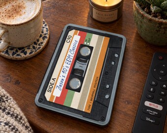 Custom 7" Kindle Case with Retro Cassette Tape Design, Nostalgic Music Lover Paperwhite Cover, Gen X 80s 90s Mixtape e-reader Case