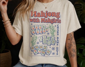 Camiseta divertida de Mahjong, camiseta Comfort Colors, camiseta con estampado vintage, sudadera con estampado de juego de fichas chinas, noche de juegos para chicas