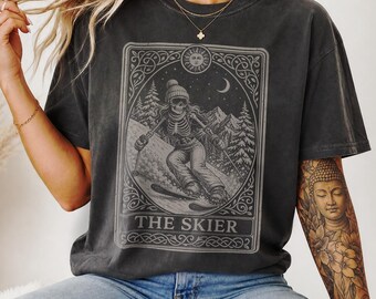 Skiing Shirt, Gift for Female Skier, Gothic Skeleton Halloween Tee, Women's Ski Sweater