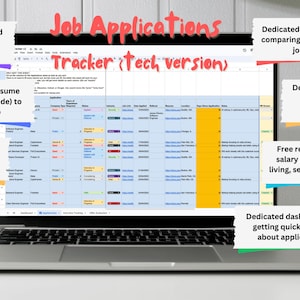 Job Application Tracker Google Sheets Template Resume Builder Google Docs Template Job Search Spreadsheet (Tech-friendly)