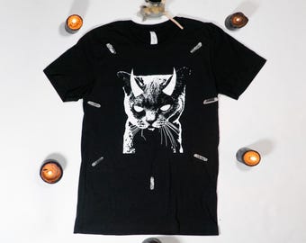 Maglietta Demon Cat / Maglietta Goth Horror, Creepy Kitty