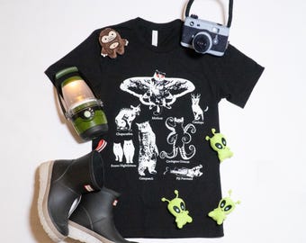Cryptid Kitties Tee: Goth Spooky Cat Lover Tee