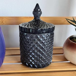 Black Glitter Vanity Jar, Resin Stash Jar, Resin Jar, Trinket Jar, Home Decor, Jewelry Jar, Catch All