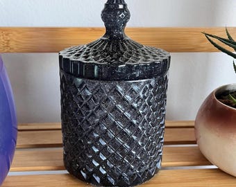 Black Glitter Vanity Jar, Resin Stash Jar, Resin Jar, Trinket Jar, Home Decor, Jewelry Jar, Catch All