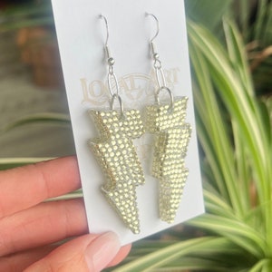 Crystal, Gold Lightning Bolt Earrings, Handmade jewelry
