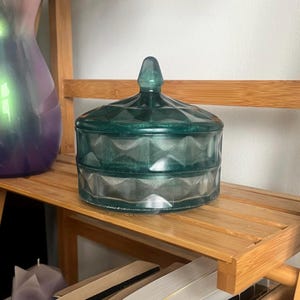 Shiny Malachite Three-Tiered Vanity Jar, Resin Stash Jar, Resin Jar, Trinket Jar, Home Decor, Jewelry Jar, Catch All