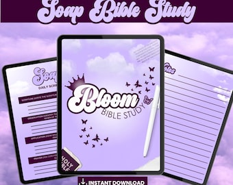 Bloom Bibelstudienzeitschrift | SOAP Methode Christian Journal | Glaubensbasierte Studie zum Ausdrucken | Stille Zeit geführte Devotionalie | Bibel Notizen | Hinweise