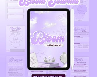 Bloom: diario guidato basato sulla fede di oltre 500 pagine per donne cristiane / Quaderno di lavoro digitale stampabile per l'amore per se stessi, la guarigione e la crescita / Suggerimenti guidati