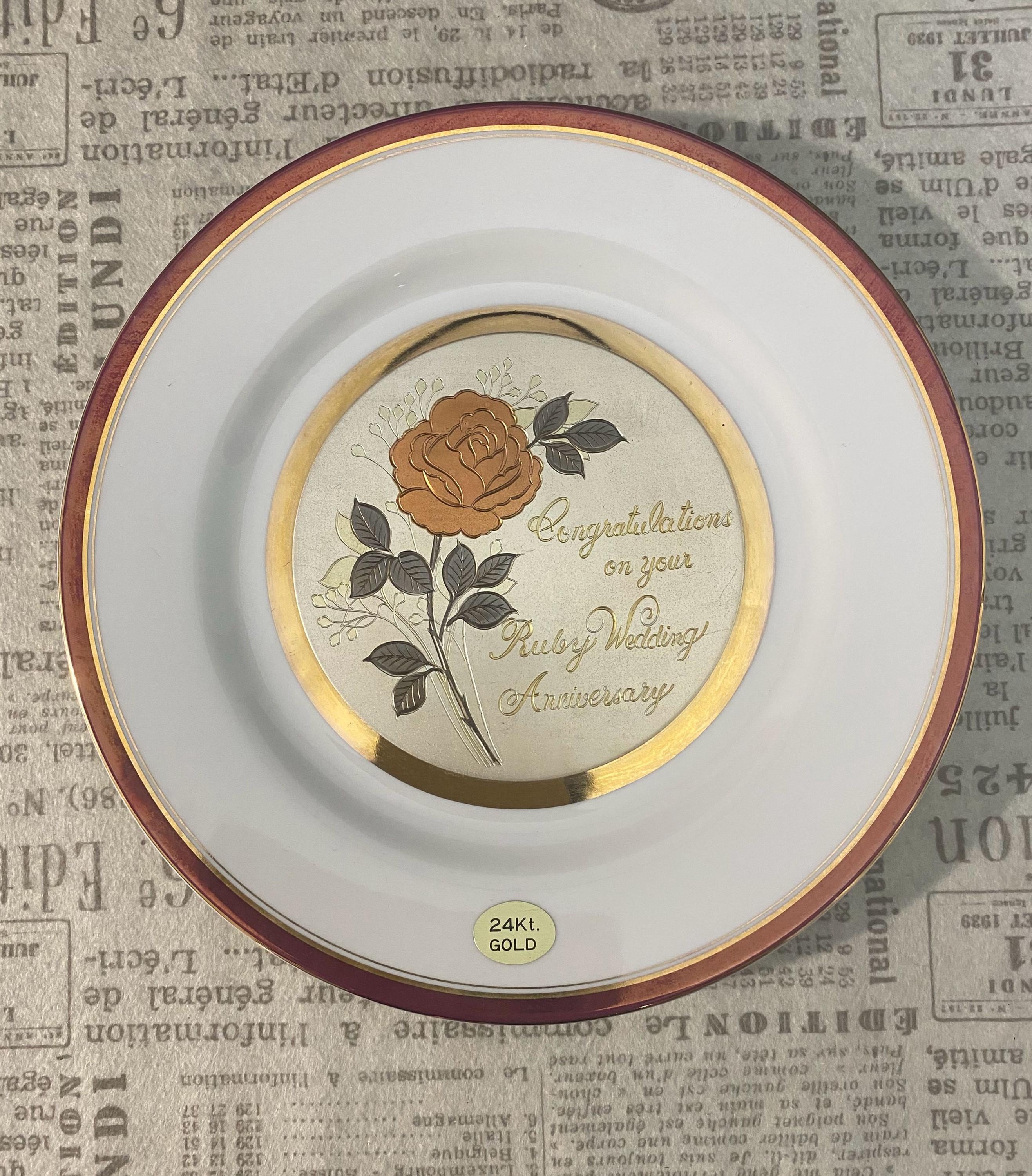 Plates for Ruby Wedding - Etsy