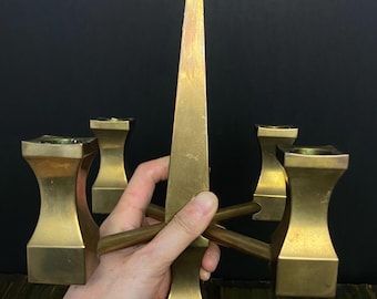 W0740 Rare Vintage Heavy Lars Akersson / VALLONMASSING 1986/ Swedish Brass Candleholders / Solid Brass Swedish Candleholders/Candle Holder