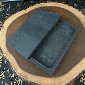 W0112 Vintage Chinese inkstone/ A rectangular inkstone with a lid/ink stone