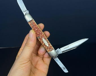 W1248 Vintage Craftsman USA 9474 Pocket Knife – 3 Blade Stockman Folding Knife – Sears Craftsman Tool Knife – 1970s 1980s