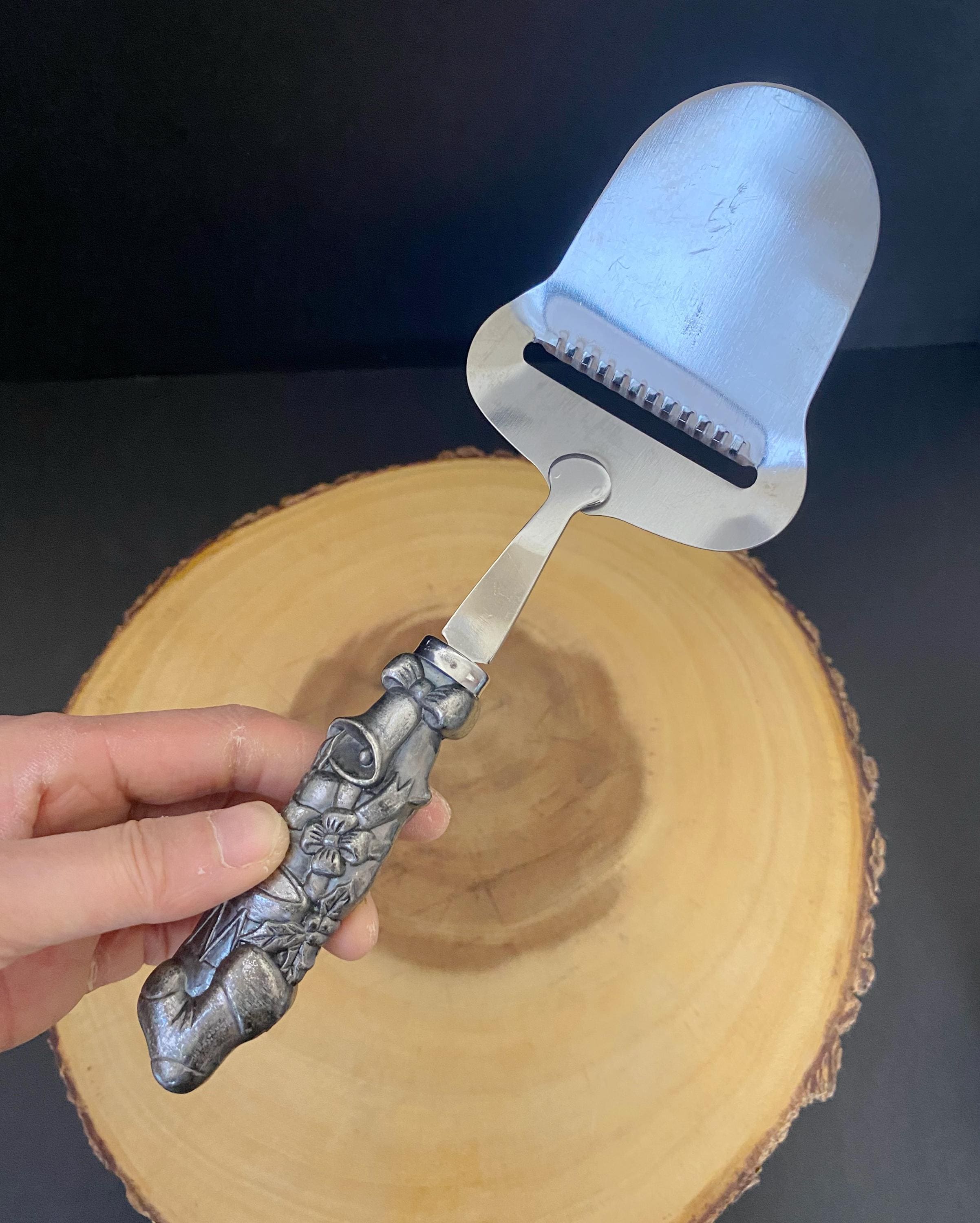 W0368 Vintage Stainless Cheese Slicer /Pewter Handle / Made in Taiwan /Metal Server /Kitchen utensils