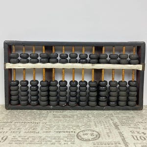 W0642 Vintage Collecting Hand Carved Solid Wood Abacus/manual calculator/Brass frame/educational tool