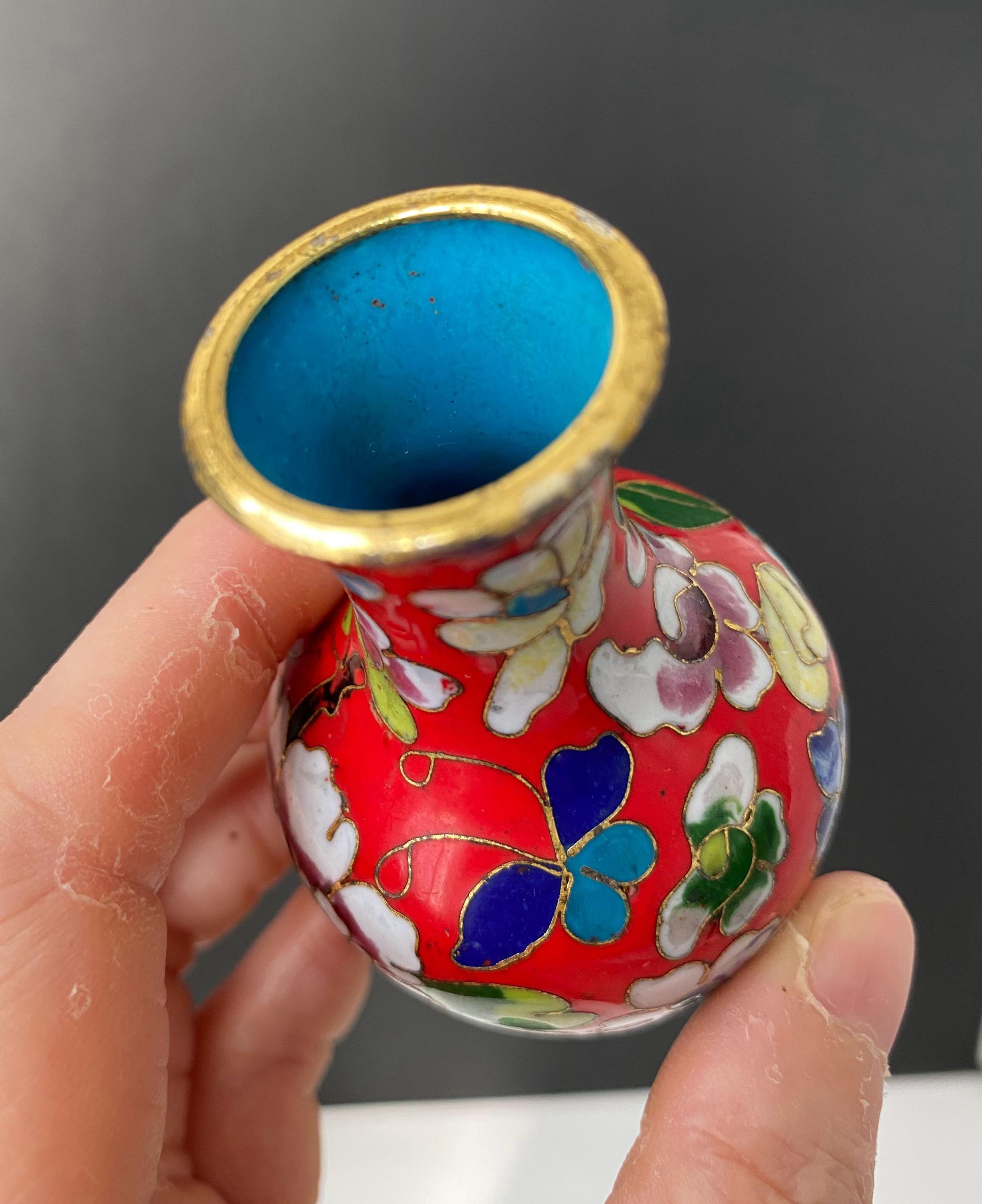 W0742 ヴィンテージ中国七宝焼エナメル花瓶/装飾七宝花瓶 - Etsy 日本