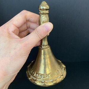 W0834 Vintage Solid Brass Hand Bell / Brass hand Bell /Decorative Brass Bell / School hand Bell /&quot;SOUP on&quot; Hand Bell