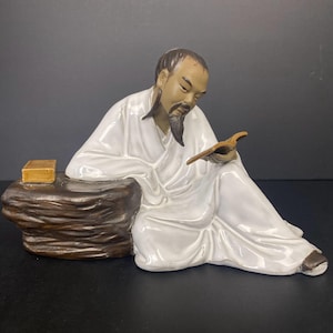 W0699 Figura vintage de hombre de barro de Shiwan / Figura de cerámica china / Estatua de cerámica esmaltada / Arte asiático coleccionable