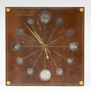 モ*ー様 【O-1656】SILVER ORBIT Marion-Kay 時計 Marion Kay Silver Orbit Numismatic Clock Model No.14 Vintage