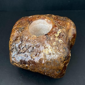 W0531 Rear Vintage Large Heavy Natural Agate Stone Candle Holder /Home Décor Candle Holder /Amber Color Stone Candle Holder/Stone work