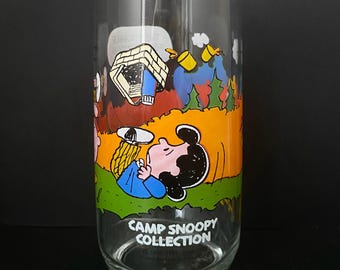 W0410 Vintage jaren 1970 McDonalds Peanuts Charlie Brown drinkglas/Peanuts Gang Drink glazen bekermok Charlie Brown Snoopy