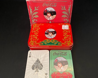 W0553 Vintage Coca-Cola 2 decks OF enjoy Coca-Cola SEALED Playing Cards in Collectible Tin/Coca-Cola  Playing Card /Made in Hongkong