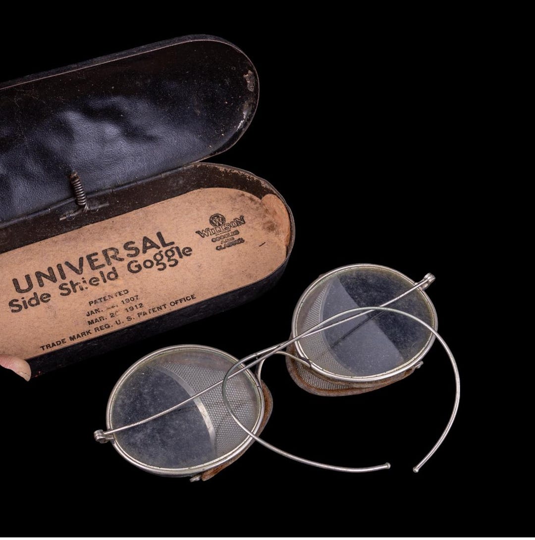 W0772 Antique Willson Universal Side Shield Goggle /steampunk