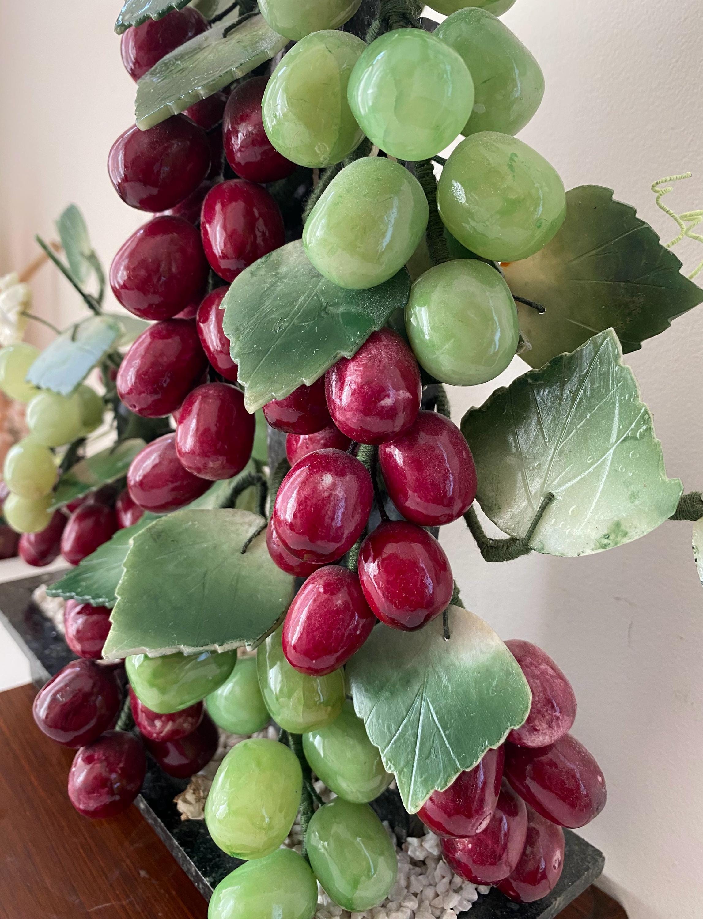 W0491 ヴィンテージ 大型翡翠 ブドウの木 彫刻 / ブドウ 盆栽