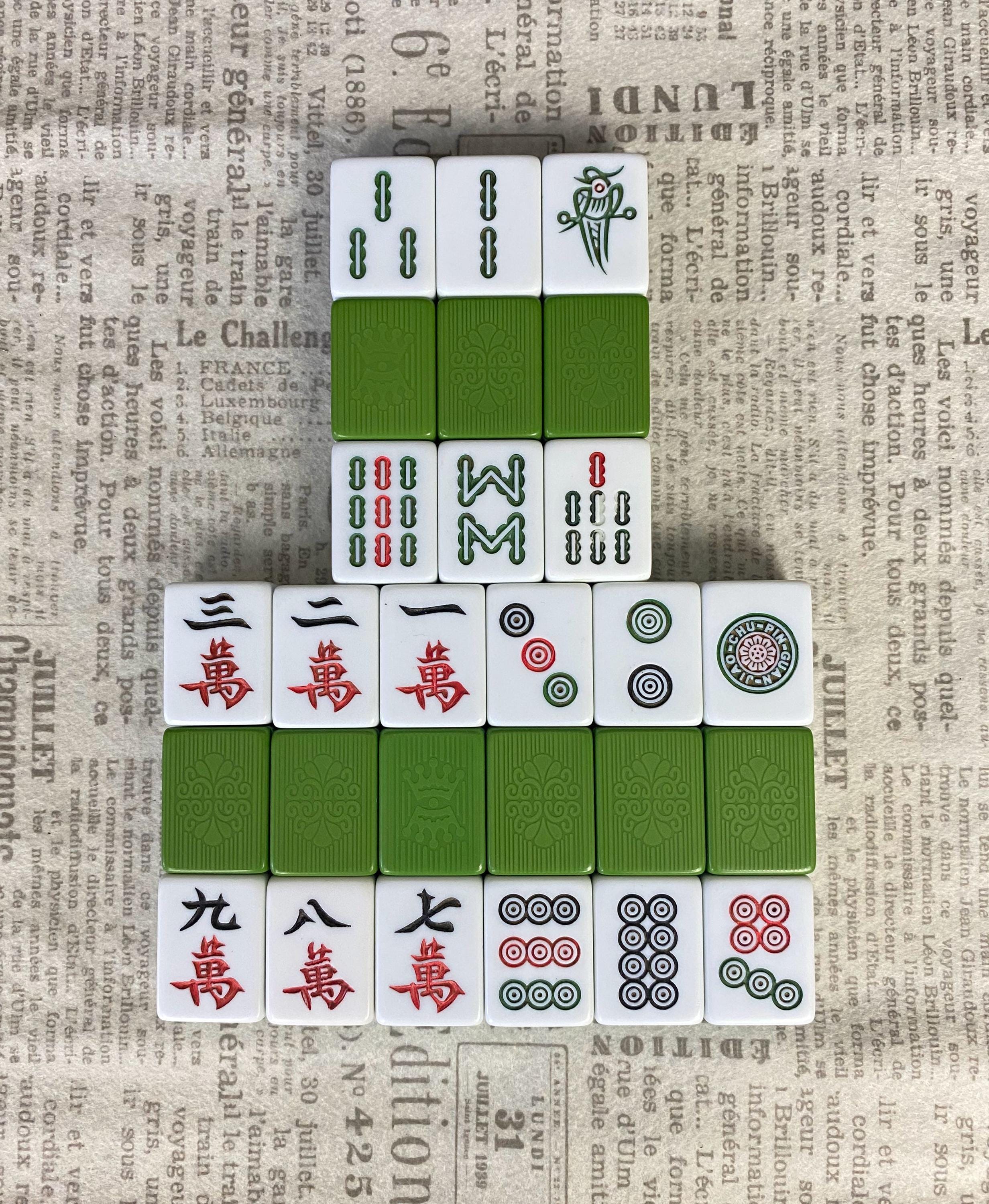 W1056 Vintage Extra Large Grass Green Mahjong Tiles /incomplete