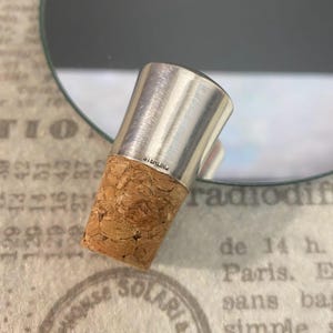 W1696 Vintage sterlingsilver vinpropp, naturlig kork, minimalistisk barutrustning, vinspritflaskkork/ersätt ny kork