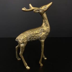 Grande Statue Vintage En Métal (laiton) – Tête De Cerf – Déco Salon Chasse